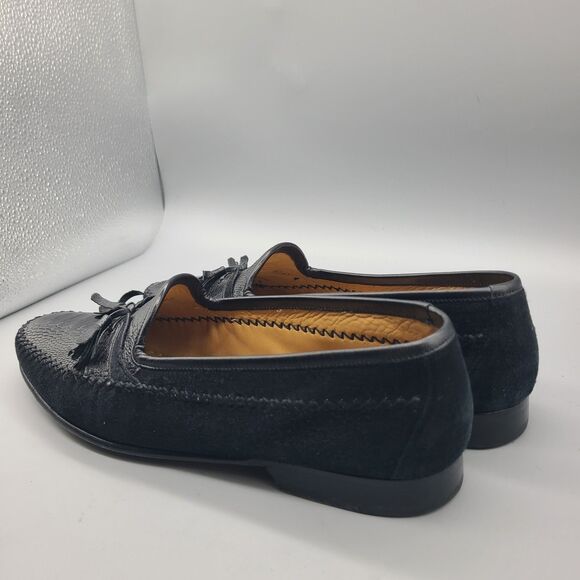 Men’s Mezlan Size 9 M Ostrich Leather/ Suede Black Tassel Loafer  Slip Ons Shoes main image 11
